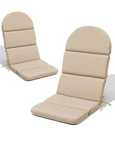 lot 20843 image: Crestlive Sunbrella Adirondack Chair Cushion Set of 2, 50 x 19.6 inch, Water Repellent, Fade Resistant, High Back Outdoor Chair Cushion for Patio, Canvas Antique Beige - Retail $129
