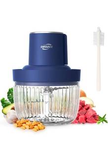 lot 20854 image: Deluxe Food Processor, Electric Food Chopper with 1.8L (8 Cup) Capacity Glass Bowl Powerful 300W Meat Grinder Vegetable Chopper (middle) - Retail $0