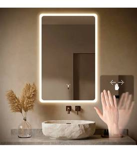 lot 20869 image: WARM&LOVE 16 x 24 Inch LED Bathroom Mirror, Hand Scan Sensor Anti-Fog Bathroom Mirror with Lights, Stepless Dimming, 3 Color Lighting, Lighted Bathroom Mirrors for Wall, Vertically Only - Retail $0