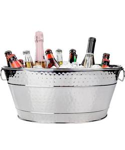 lot 20870 image: BREKX Stainless Steel Beverage Tub, 15 Quarts (4 Gallon), Rust-Proof, Oval, Multi-Use, Champagne Bucket for Mimosa Bar Supplies, Wine Cooler Bucket, Built for Years of Celebrations - Retail $54