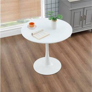 lot 20873 image: 23.4 Tulip Dining Table, White, Perfect for 2-4 People, Mid-Century Modern Style, Round MDF Top with Sturdy Base for Dining Room, Living Room, Cafe - Retail $82