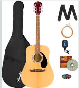 lot 20890 image: Fender FA-125 Dreadnought Acoustic Guitar, Walnut Fingerboard, Natural (B07LD8RZVR) - Retail $219