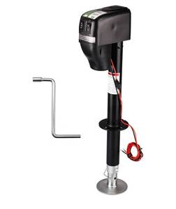 lot 20898 image: RVMATE Electric A-Frame Trailer Jack up to 5000-5500lbs Heavy Duty RV Electric Power Tongue Jack with Accessories Manual Crank Handle, 18 Lift, 12V DC and Bright LED Light, Black - Retail $127