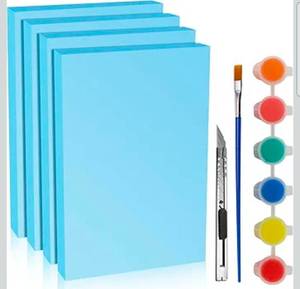lot 20901 image: LuckyFoam Blue 4 Pack 12x7.5x1 inch Foam Sheets 1 Inch Thick Polystyrene Rectangles XPS Foam Board Craft for Insulating DIY Modeling Art Supplies - Retail $27