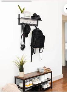 lot 20905 image: Charcoal Bamboo Coat Rack with Shelf  Entryway Organizer - Retail $0