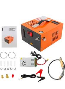lot 20908 image: PCP Air Compressor, 4500PSI 30Mpa High Pressure Air Pump for PCP Air Rifles, 110V AC12V DC Portable Airgun Compressor with Transformer, Oil-Free & Water-Free Design - Retail $84