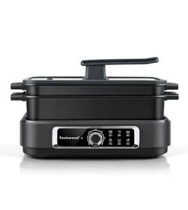 lot 20914 image: Electric Skillet, Techwood 7.5-Quart 2-in-1 Versatile Multi-Cooker with 5-Level Heat Settings, Come with Removable Non-stick Skillet Pan& Cooking Pot, Dishwasher Safe, 1500W, Black (Black) - Retail $86