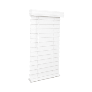 lot 20920 image: Lotus & Windoware Cordless 2-12 inch Faux Wood Room Darkening Horizontal Blind  34  W x 60  L  Bright White  Smooth - Retail $65