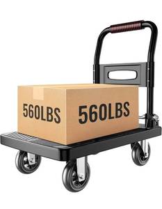 lot 20930 image: Foldable Push Cart Platform Cart,Moving Platform Hand Truck,Foldable for Easy Storage and 360 Degree Swivel Silent Wheel.(560 lbs) - Retail $56