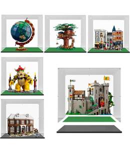 lot 20934 image: Clear Acrylic Display Case Inner Size 20W16D18H 3mm Thick, for 10305 Lion Knights Castle, Assemble Dustproof Display Box Showcase with Solid Wooden Base & Removable Model Grass mat - Retail $119