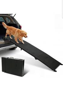 lot 20936 image: 71 Long Dog Ramp for Car, Folding Pet Ramps for Large Dogs with Non-Slip Surface,Portable Dog Car Ramp for Car SUV & Truck Up to 350LBS - Retail $79