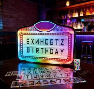 lot 20959 image: Bottle Service Sign, Bottle Presenter for Night Clubs, Color Display Lights with 4 Sets Letters & 1 Numbers Kit, Hand Holding Small Light Box Sign for Wedding, Party, Bar - Retail $198
