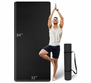 lot 20960 image: Extra Long & Wide Thick Yoga Mat for Tall Men & Women, 84 x 32 x 7mm Oversized Yoga Mat Double-Sided Non Slip, Pro TPE Yoga Mats with Strap - Retail $49