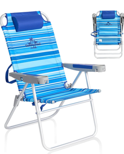 lot 20971 image: SUNNYFEEL Tall Folding Beach Chair Lightweight, Portable Sand Chair for Adults Heavy Duty 500 LBS with Cup Holders, Foldable High Camping Lawn Chairs for CampOutdoorPicnicConcertSports - Retail $95