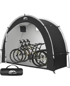 lot 20991 image: Happy Travel Bike Storage Tent Shed, Outdoor Waterproof Bicycle Covers Shelter with Window for 23468 Bikes,Oversized Outside Portable Sheds for Lawn Mower,Garden Tools - Retail $0