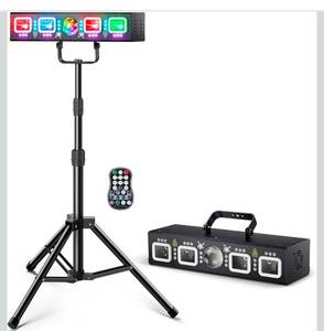 lot 21008 image: DJ Light with Stand, Pro 6 in 1 DMX & Sound Activated Laser Show Machine with Disco Ball Lights, RGBW & UV Strobe Party Lights with Dj Light Stand for Home Party Gig Bar Stage Lighting - Retail $169