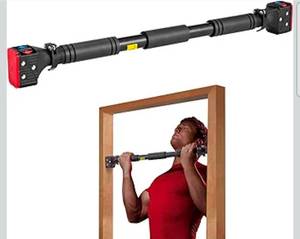 lot 21018 image: leikefitness Pull-Up Bar For Door Frame Chin Up Bar Upper Body Workout 28.3- 37.8 Adjustable Portable Training Pull-Up Bars without Screw - Adjustable Width Locking Mechanism - Retail $0