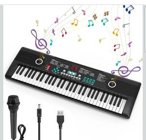 lot 21019 image: 61 keys keyboard piano, Electronic Digital Piano with Built-In Speaker Microphone, Portable Keyboard Gift Teaching for Beginners, electric piano for kids - Retail $0