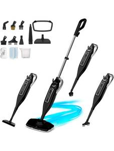 lot 21027 image: Rosewill 11-in-1 Steam Mop, 260°F Handheld Steam Cleaner, 1200W Detachable Steam Mops for Floor Cleaning, Removable Tank, Multi-Purpose Steamer for Hardwood, Tile, Grout, Furniture - Black - Retail $99