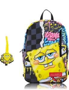lot 21029 image: Fast Forward SpongeBob SquarePants Backpack for Teens  16 Saffiano Leather School Bookbag with Rubber Luggage Tag  SpongeBob Bag for Boys, Girls, Unisex  Officially Licensed Nickelodeon - Retail $61