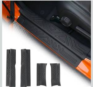 lot 21030 image: Door Sill Protector Compatible with 2020-2026 Jeep Gladiator JT Full Coverage Door Sill Guards TPE Protection All Weather 4PCS for 2025 Gladiator Accessories - Retail $59