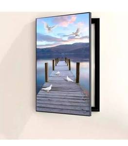 lot 21031 image: Decorative Breaker Box Cover, Electric Panel Fuse Wall Meter Mounted Indoor Outdoor Hiding Panels for Home, Living Room Office Art Picture 19.6x27.5 in - Retail $52
