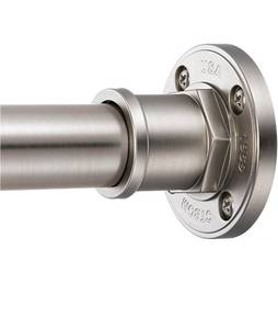 lot 21034 image: BRIOFOX Industrial Shower Curtain Rod - 2-in-1 Design Tension Curtain Rod - Rustproof Non-Slip 27 to 43 Inch 304 Stainless Steel, Brushed Nickel Window Curtain Rod - Retail $35