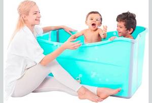 lot 21037 image: joyingbaby Large Foldable Bathtub for Toddler Collapsible Baby Bathtub Portable Bath tub Lightweight for Children Twins Petite Adult - Retail $119