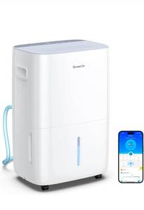 lot 21047 image: GoveeLife Dehumidifier for Home 4,500 Sq. Ft. 50 to 137 Pint with Pump, Drain Hose, Smart Dehumidifier for Basement with Humidity Control, Auto Shut OffDefrost, 5 Modes, Bedroom, Bathroom, Garage - Retail $329