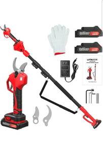 lot 21059 image: Electric Pruning Shears with Telescopic Rod, 50mm 1.96 Cutting Diameter Cordless Pruner with 2 Rechargeable Batteries, Tree Branch Cutter with SK7 Blade for Gardening Pruning - Retail $139