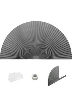 lot 21064 image: Arch Window Pleated Blinds Easy Cut and Install Pleated Shades Fliterling Linght and Blackout Blinds Grey 36x72 - Retail $0
