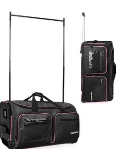 lot 21065 image: Fanwoli 23 Dance Bag with Garment Rack  Upgraded Stable System & Fabric  More Lightweight & Wear-Resistant  Ideal Competition Rolling Duffle Bag - Retail $118