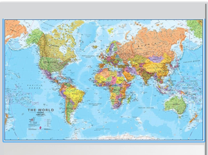 lot 21076 image: Maps International Giant World Map - Mega-Map Of The World - 46 x 80 - Fully Laminated - 2025 Updated - Retail $41