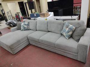 lot 52817 image: grey 2-piece Nuvella performance fabric sectional