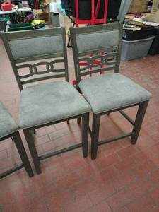 lot 52884 image: New Classic Gia gray wood counter chairs - 4 Pc