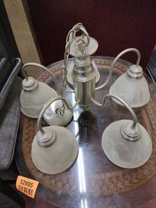 lot 52886 image: Hampton Bay brushed nickel 5-light chandelier