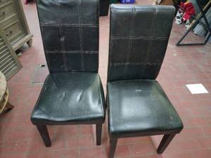 lot 52906 image: modern black faux leather dining chairs - 2 Ct