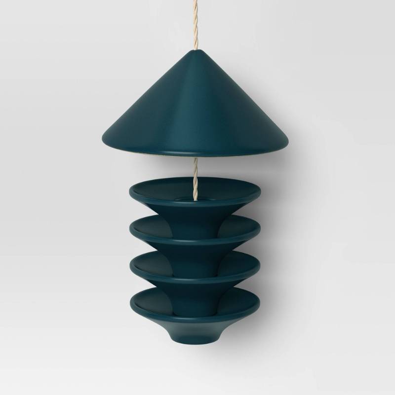 lot 1198 image: Ceramic Matte Tray Bird Feeder 11.22 Teal - Threshold�� - Retail $20