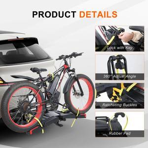 Gearantics 2 E-Bike Foldable Hitch Mount Bike Rack for 2" Receiver SUV & Trucks, Up to 4'' Fat Tire, Lockable Hitch Racks for E-Bike with Ramp and Wheels, 180 LBS Capacity - Retail: $330