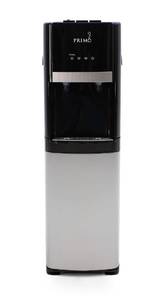 lot 1008 image: Primo Bottom-Loading Self-Sanitizing Water Dispenser - 2 Temp (Hot-Cold) Water Cooler Water Dispenser for 5 Gallon Bottle wChild Safety Lock, Black and Stainless Steel - Retail $399