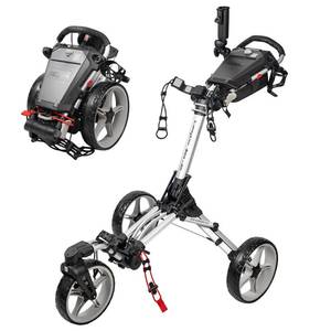 lot 1015 image: Caddytek CaddyLite Auto360 Golf Push Cart - 4 Wheel Lightweight Foldable Golf Pushcart with Auto Folding, 360° Swivel Front Wheel, Aluminum Frame, EVA Wheels, Foot Brake, Umbrella & Drink Holder - Retail $249