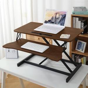 lot 1020 image: Height Adjustable Standing Desk Converter, 32 Inch Desk Riser with Wide Keyboard Tray & Spacious Desktop, Ergonomic Sit to Stand Workstation for Office & Home - Retail $90