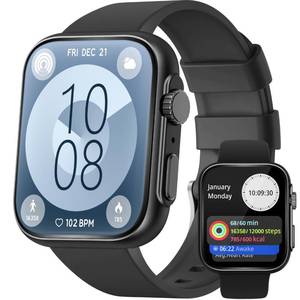 lot 1034 image: Lovouse Smart Watch for Men Women 46mm, Bluetooth Call, Sleep & Stress Tracking, 120 Sports Modes, GPS Activity Tracker, Water Resistant (Black) - Retail $20