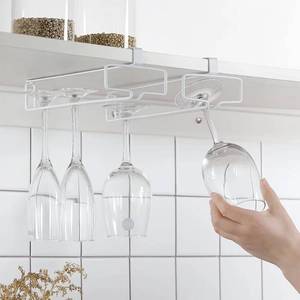 lot 1065 image: LINFIDITE 2 Pack Wine Glass Holder Stemware Rack Hanger Under Cabinet Wine Glass Rack Kitchen Hanging Storage Rack Organizer,White(For Partition Thickness under 0.98) - Retail $17