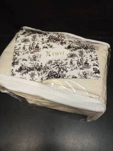 lot 1069 image: XTMYI Linen Curtains 96 Inch Long 2 Panel Set, Cream Sheer Pleated Curtain for Living Room, Modern Farmhouse Curtains for Dining Room Bedroom, Ivory Colored - Retail $37