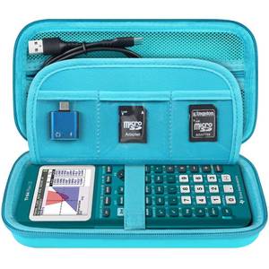 lot 1073 image: Elonbo Carrying Case for Texas Instruments TI-84 EvoTI-84 Plus CE Evo Graphing Calculator, Extra Mesh Pocket Fits Charging Cable Charger Manual, Green - Retail $15