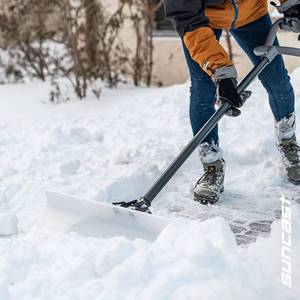lot 1089 image: Suncast 36  Ultra High Molecular (UHMW) Nonstick Snow Pusher with Wide Blade  BlackWhite - Retail $115