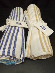 lot 1116 image: Striped Cotton Throw Blankets Set of 240x48 - Retail $10