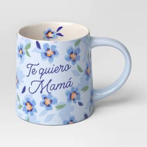 lot 1118 image: 16oz Stoneware Te Quiero Mama Mug Blue - Room Essentials - Retail $5