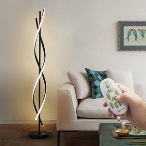 lot 1128 image: AooLiWang 61inch Height 60W DNA Spiral LED Floor LightsArt Interior Decoration Home Nordic Floor Lamp Standing Lamp for Living Room Lighting  3Color Remote Control Dimming(Black) - Retail $143